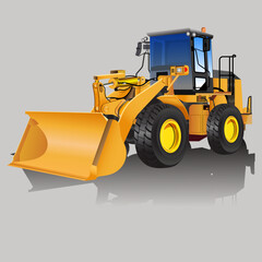 Obraz na płótnie Canvas heavy wheeled tractor and heavy construction equipment in orange color, vector
