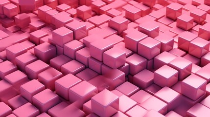 Stylized Pink Data Grid. Sculpted Forms. 3D Illustration. Postprocessing Generative AI.