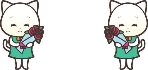 花束をプレゼントする猫