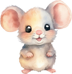 Cute Mouse Watercolor Illustration. Generative AI