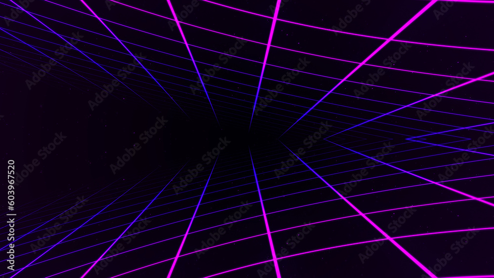 Poster abstract retro synthwave grid loop animation background 3d render. looping grid motion design with p