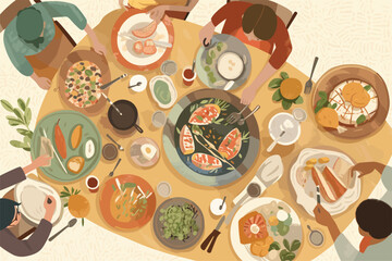 Outdoor Picnic Illustration Charcuterie Board Slow Living Dining 