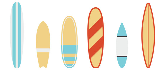 Surfboard set. Flat vector illustration