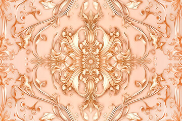 luxury peach gold baroque vintage ornament background