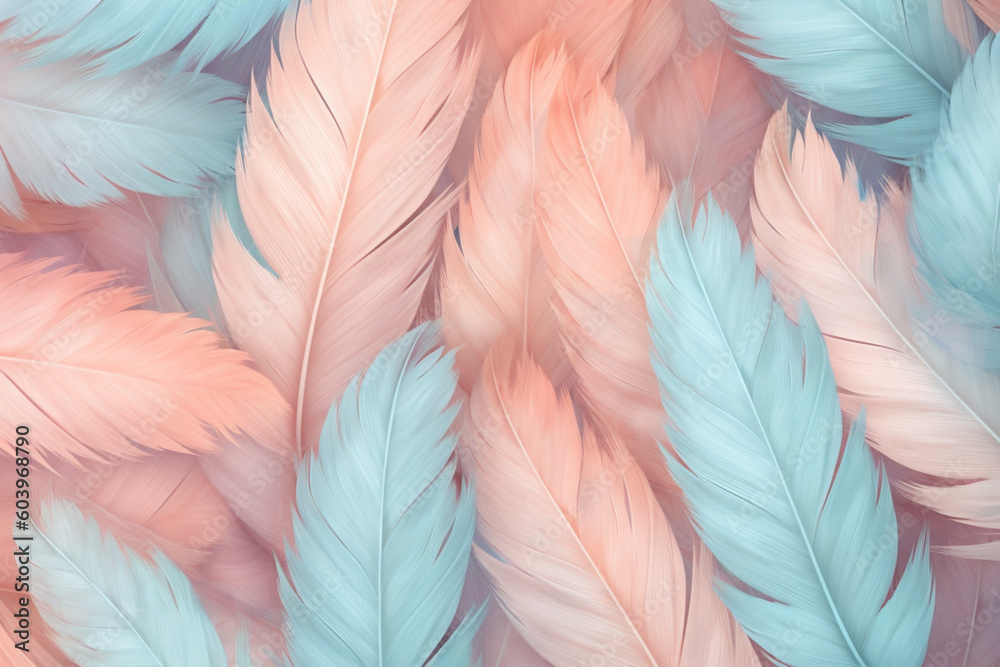 Aufkleber A minimalist feather background pattern texture with a subtle watercolor effect, Generative AI technology.