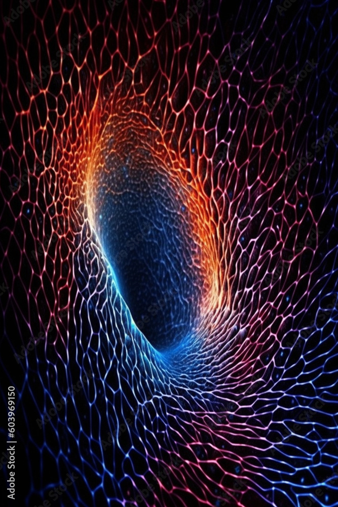 Poster A fingerprint surrounded by a network of interconnected lines, symbolizing the connections and relationships between individuals. Generative AI technology.