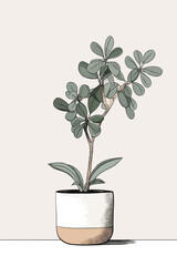 Cosy Minimal House Plants Boho Illustration