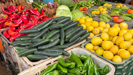 Colorful various vegetables at a market