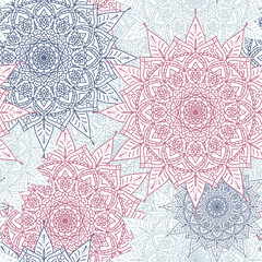 Mandala Seamless Pattern. Oriental ethnic ornament for textile, fabric, linen, wrapping, wallpaper.