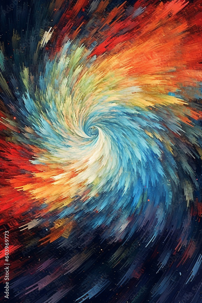 Poster wind as a celestial entity, with swirling galaxies and cosmic elements, representing the cosmic forces at play in wind patterns.  Generative AI technology.
