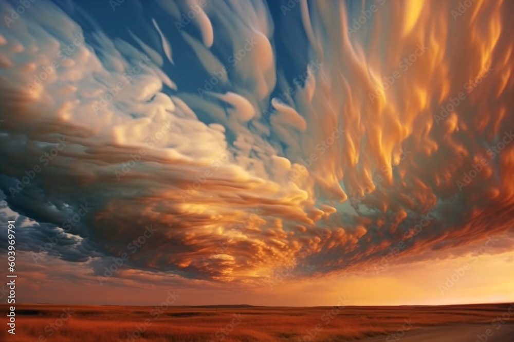 Poster swirling windblown clouds, creating a mesmerizing and dynamic celestial display. generative ai techn