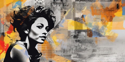 Caucasian woman. Contemporary art collage. Beautiful illustration picture. Generative AI