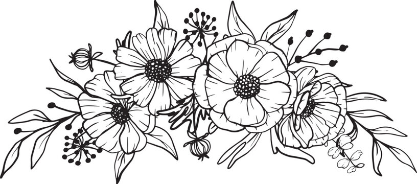 Free hand drawn flower vector