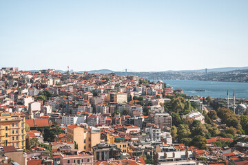 Fototapeta na wymiar A view of the city of Istanbul from the top of the Galata Tower, Turkey