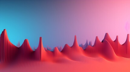 Vibrant Red 3D Graph Line Render on Gradient Background. Postprocessing Generative AI.