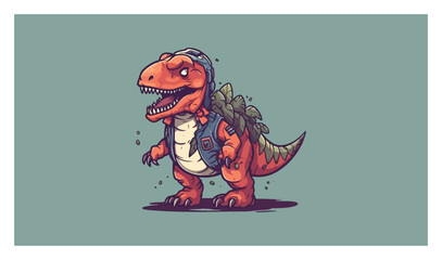 t-rex mascot logo flat color