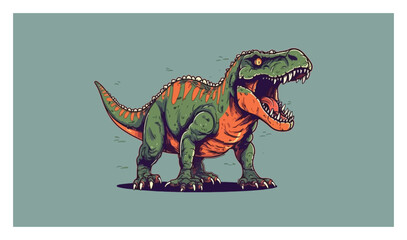 t-rex mascot logo flat color