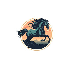 Horse logo. Wild mustang rearing icon.