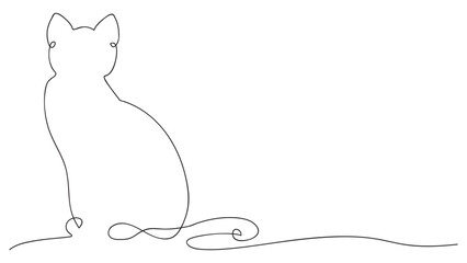 Linear continuous drawing of a cat , vector illustration