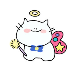 Da-Da sticker cute white kitty cat with butterfly wings