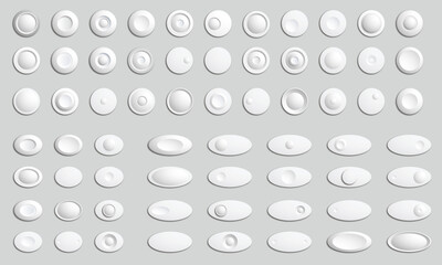 Lot de puces et  boutons relief 3D Blanc