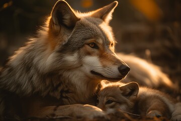 mothers, day, mothersday, wolf, animal, wild, dog, wildlife, mammal, predator, grey, gray, nature, canine, canis lupus, fur, canis, carnivore, coyote, head, face, zoo, generative ai