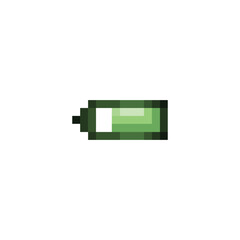 battery icon pixel art style use white background good for your project and game asset.