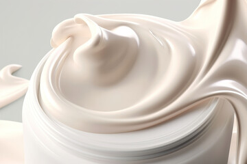 Close-up moisturizing female cream, cosmetology. Generative AI