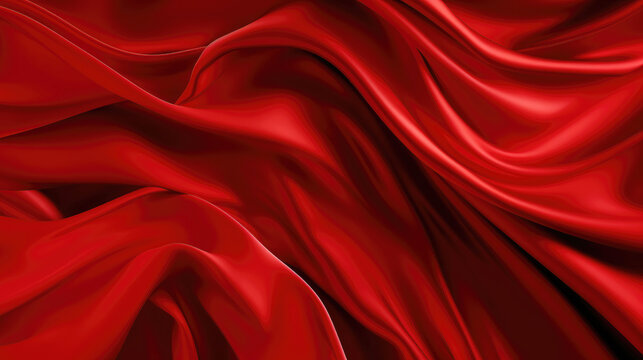 Red silk fabric cloth texture as background pattern (Generative AI)