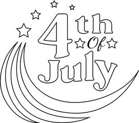 4th of july celebration decoration calligraphy freedom day outline coloring