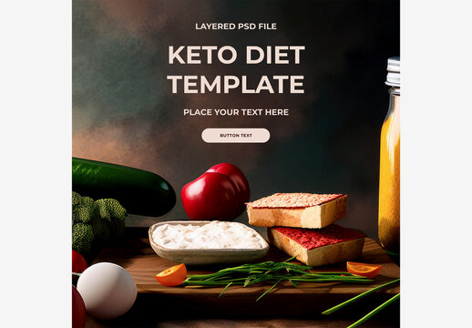 Fresh and Delicious Food Spread with Mustard Jar and Utensils on Cutting Board - Perfect for Food Blogs and Recipes! Keto Diet, Mockup, Template Generative AI
