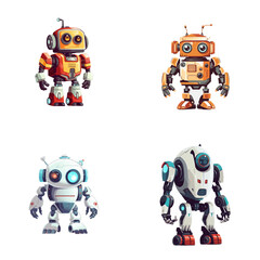 Set of robot characters , construction, medical, firefighter robot	
