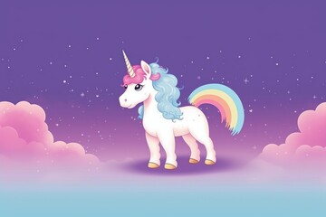Cute cartoonish unicorn. Beautiful illustration picture. Generative AI