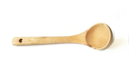 Wooden spatula and cooking spoons. Utensils for the kitchen prepare to cooking food isolated on white background