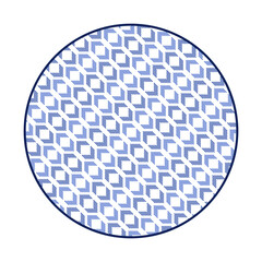 Porcelain plate with traditional blue on white design in Asian style. design pattern for background, plate, dish, bowl, lid, tray, salver, vector illustration art embroidery. circle arrow diamond.