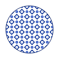 Porcelain plate with traditional blue on white design in Asian style. design pattern for background, plate, dish, bowl, lid, tray, salver, vector illustration art embroidery. donut and diamond plate.