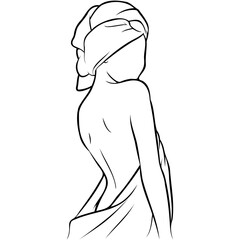 Woman Wrapped Towel Head Salon.