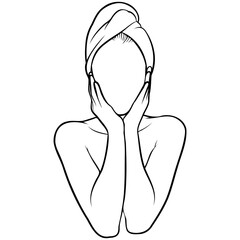 Woman Wrapped Towel Head Salon.