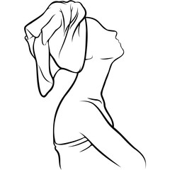 Woman Wrapped Towel Head Salon.