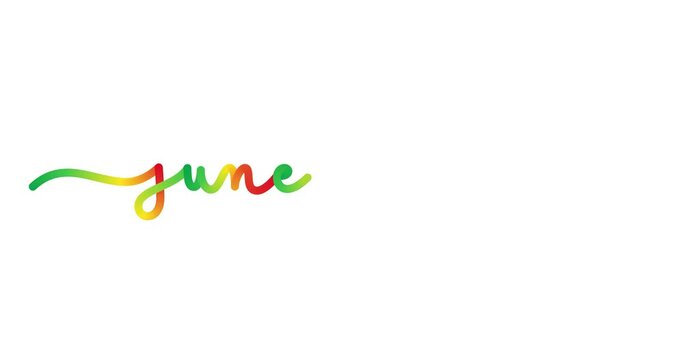 JUNETEENTH animated monoline calligraphy banner with colorful gradient