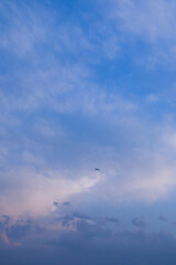 blue sky background. No focus. Beautiful white clouds on deep blue sky background. Elegant blue sky picture in daylight. fluffy clouds in the blue background. or dramatic sky wallpaper