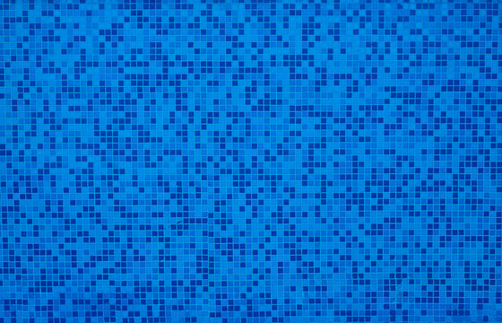 Blue Ceramic Mosaic. Seamless Tileable Texture. surface of blue tile wall or floor. high resolution real photo. Swimming pool blue mosaic background.