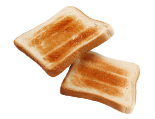 Two delicious toasted bread pieces, cut out