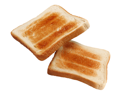 Two delicious toasted bread pieces, cut out