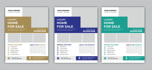 Real Estate Flyer Design bundle, property sale flyer design, flyer design for print . Construction dream house Business Flyer Template. for social media banner ads.