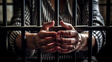 Fototapeta na wymiar Female prisoner's hands
