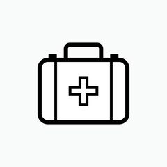 Obraz premium Medical Kit Icon. Doctor Equipment, Paramedic Bag Symbol for Design, Presentation, Website or Apps Elements – Vector