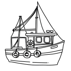 cute vector illustration of fishing boat
