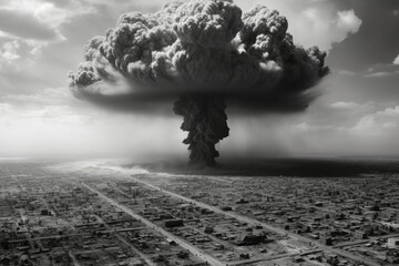 Nuclear explosion making gigantic mushroom cloud 