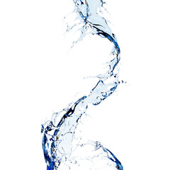 Obraz premium 3d rendering,wavy splash clip art isolated on blue background. twisted liquid shape, water splash 
